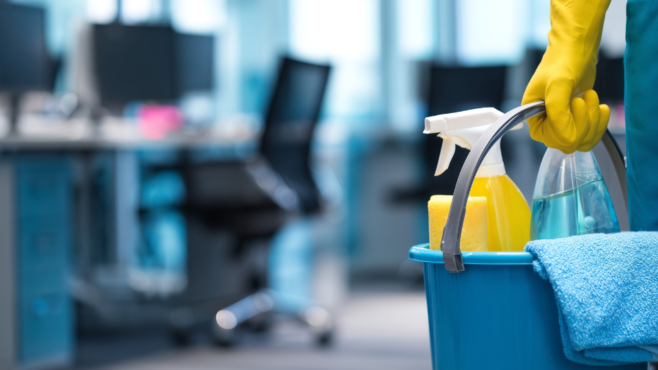 Presentación de Servicios Limpieza Ilustrativo Azul